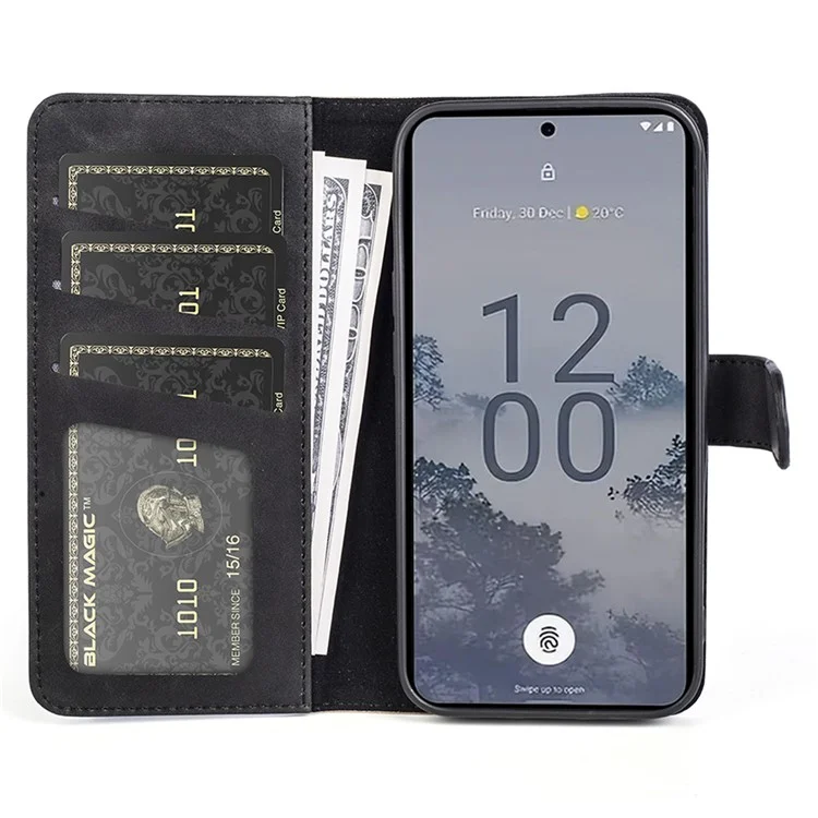 For Nokia X30 5G Dual Color Splicing Drop-proof PU Leather Phone Cover with Wallet Stand - Black