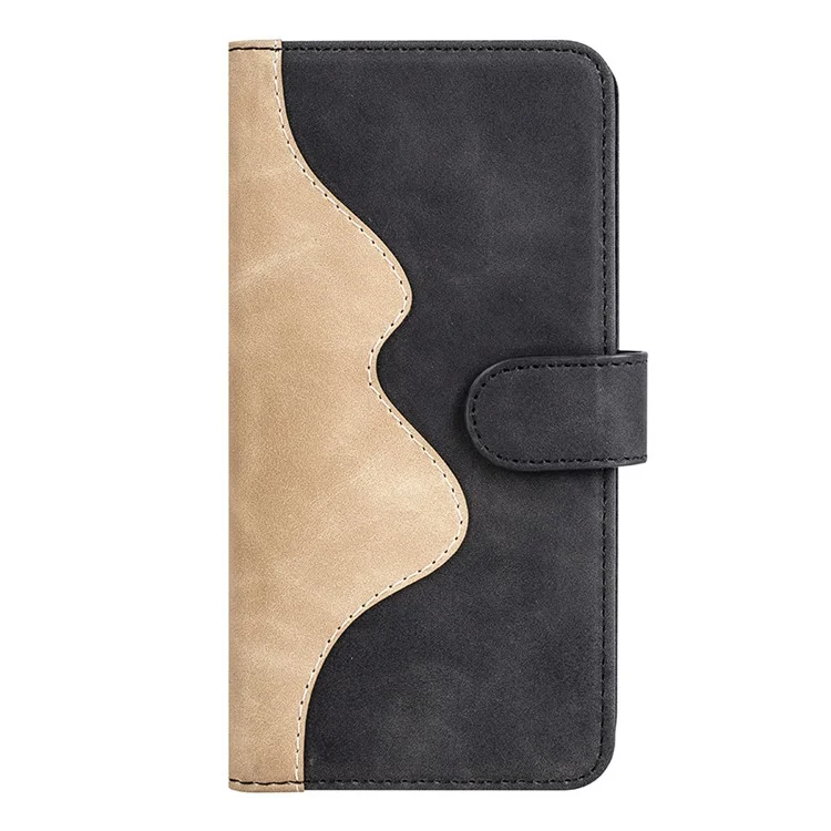 For Nokia X30 5G Dual Color Splicing Drop-proof PU Leather Phone Cover with Wallet Stand - Black
