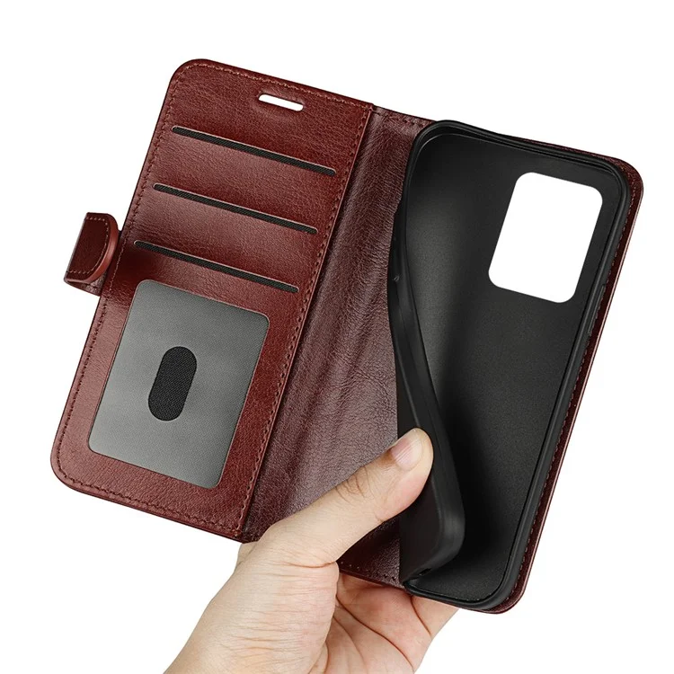 Para Xiaomi Redmi Note 12 Pro+ 5G Crazy Horse Texture Case Leather Wallet Stand Cover - Marrom