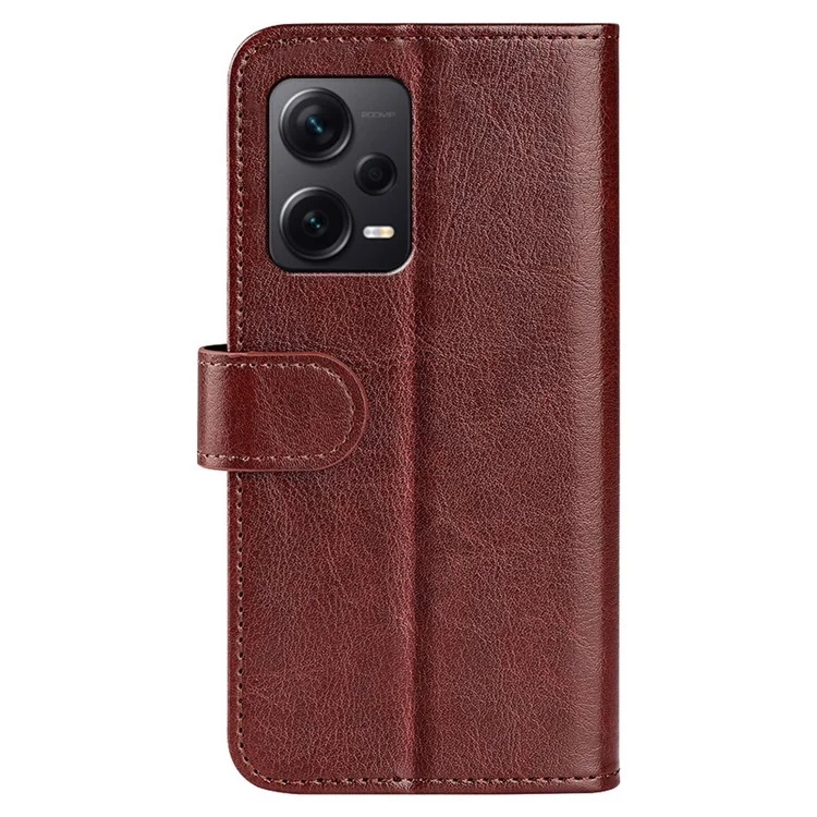 Para Xiaomi Redmi Note 12 Pro+ 5G Crazy Horse Texture Case Leather Wallet Stand Cover - Marrom