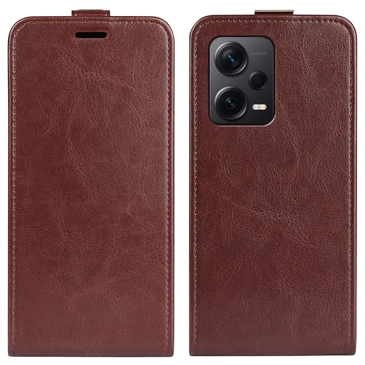 Vertical Flip Leather Cover for Xiaomi Redmi Note 12 Pro+ 5G , Crazy Horse Texture Case with Card Slot - Brown