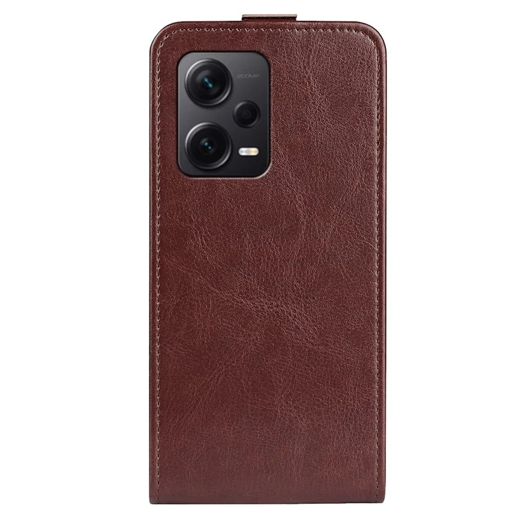 Vertical Flip Leather Cover for Xiaomi Redmi Note 12 Pro+ 5G , Crazy Horse Texture Case with Card Slot - Brown