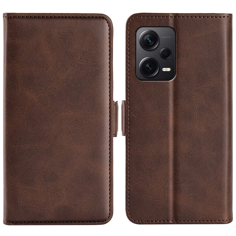 Per Xiaomi Redmi Note 12 Pro+ 5G Calf Texture Stand Case PU Leather Wallet Cover - Marrone