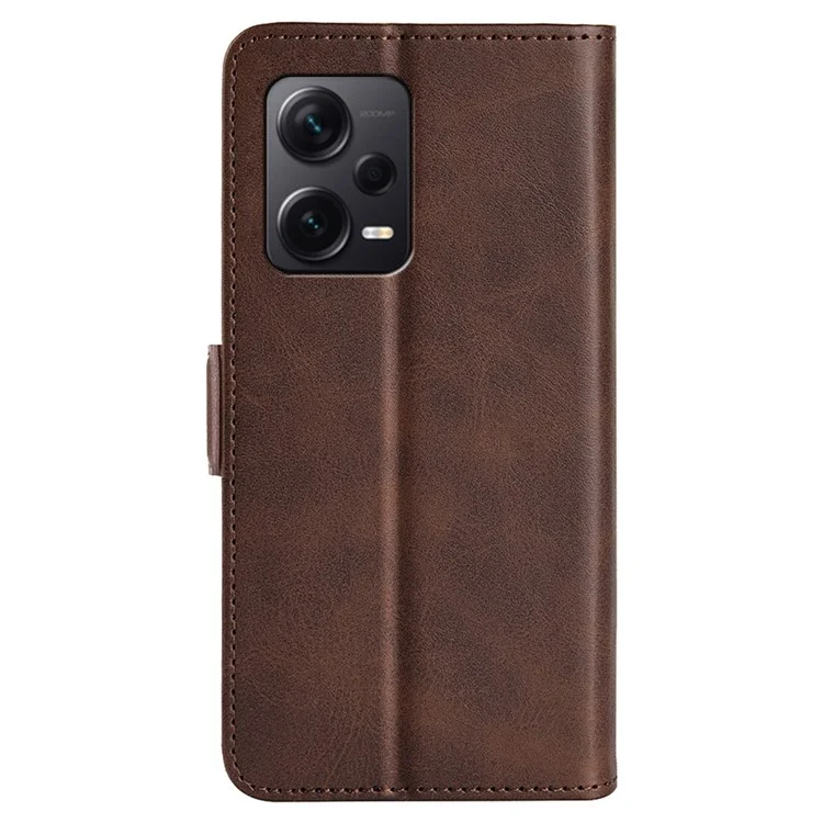 Per Xiaomi Redmi Note 12 Pro+ 5G Calf Texture Stand Case PU Leather Wallet Cover - Marrone