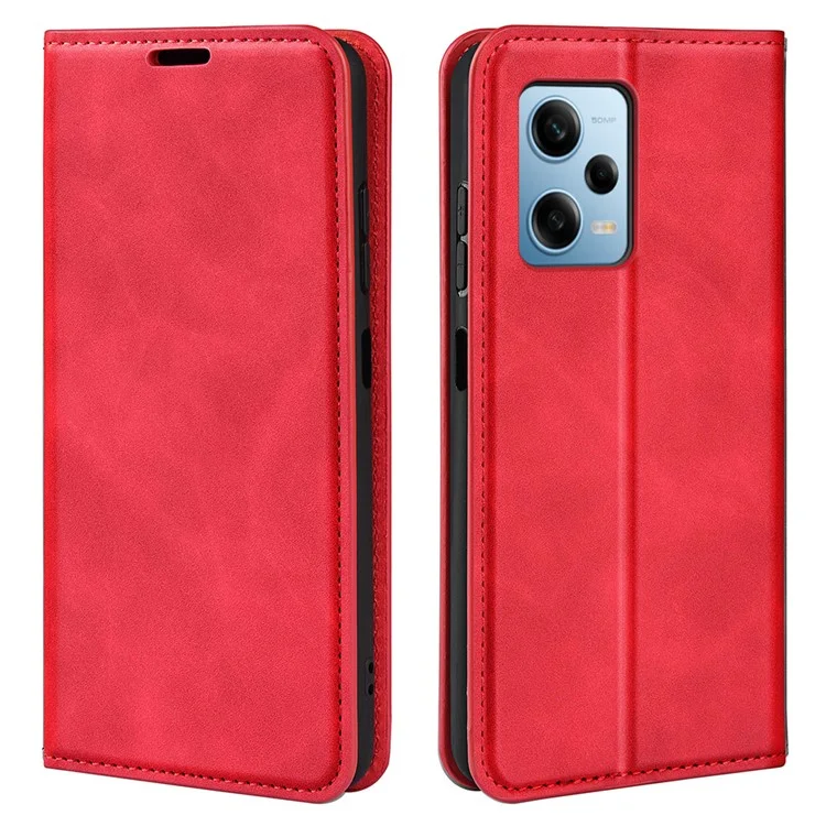 For Xiaomi Redmi Note 12 Pro 5G / Note 12 Pro Speed 5G / Poco X5 Pro 5G Skin-touch PU Leather Flip Stand Phone Cover Wallet Case - Red