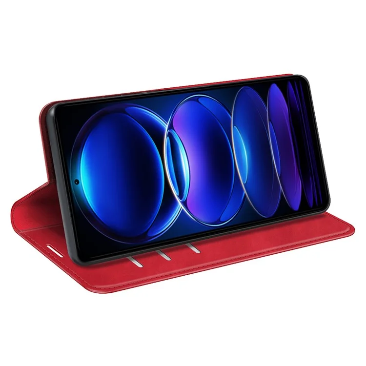 For Xiaomi Redmi Note 12 Pro 5G / Note 12 Pro Speed 5G / Poco X5 Pro 5G Skin-touch PU Leather Flip Stand Phone Cover Wallet Case - Red
