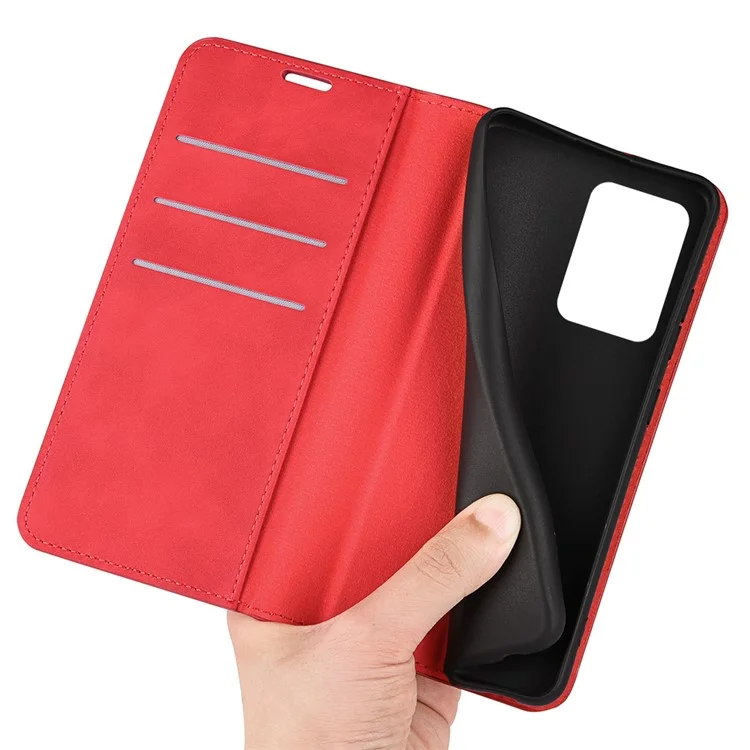 For Xiaomi Redmi Note 12 Pro 5G / Note 12 Pro Speed 5G / Poco X5 Pro 5G Skin-touch PU Leather Flip Stand Phone Cover Wallet Case - Red