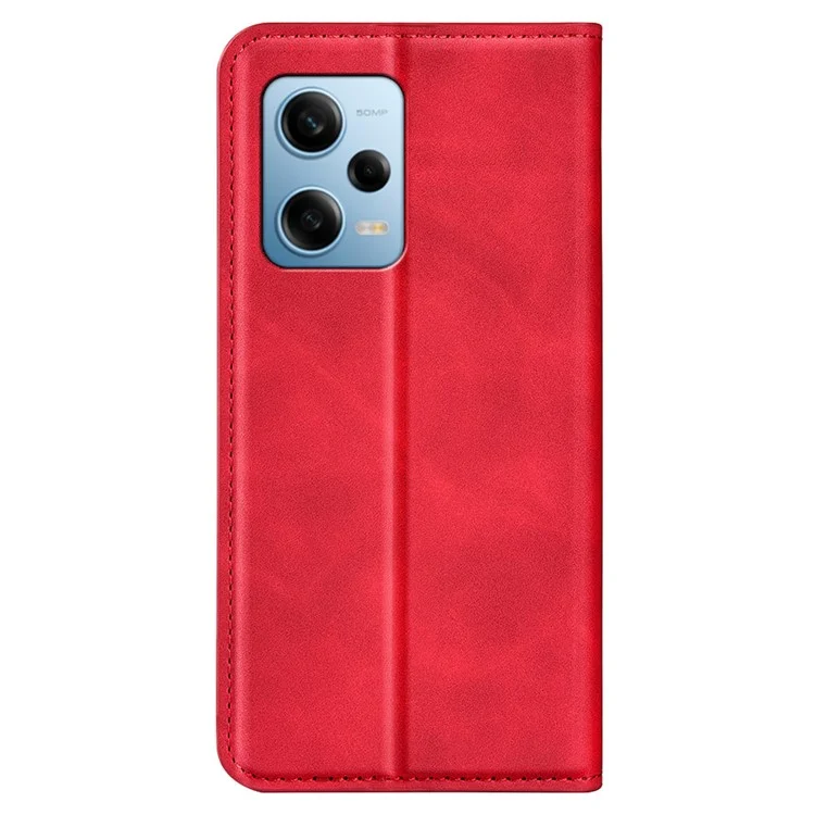 For Xiaomi Redmi Note 12 Pro 5G / Note 12 Pro Speed 5G / Poco X5 Pro 5G Skin-touch PU Leather Flip Stand Phone Cover Wallet Case - Red