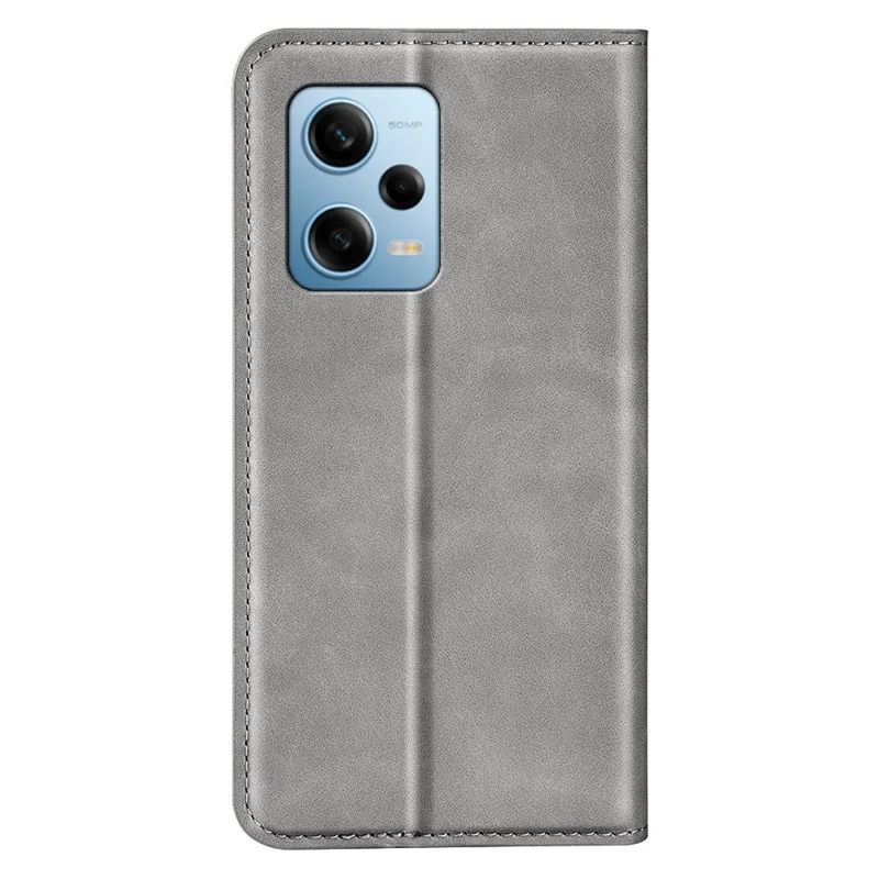 Para Xiaomi Redmi Note 12 Pro 5G / Note 12 Pro Speed 5G / Poco X5 Pro 5G Capa de carteira e suporte de couro sintético com toque de pele - Cinza