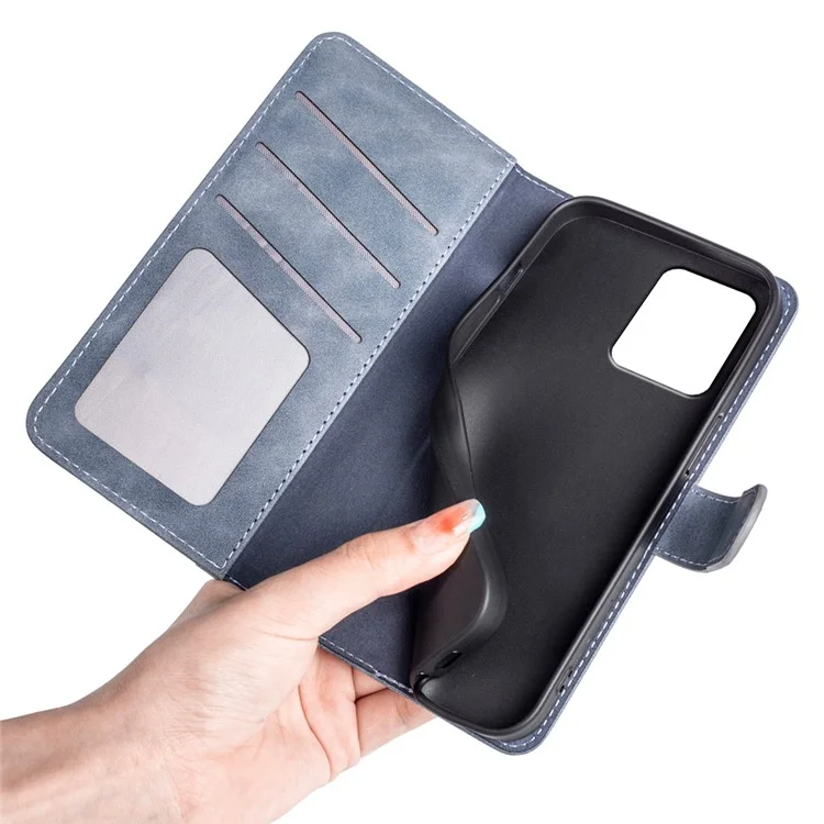 Para Xiaomi Redmi Note 12 Pro 5G / Note 12 Pro Speed 5G / Poco X5 Pro 5G Dual Color Splicing Wallet Stand PU Leather Cover - Azul