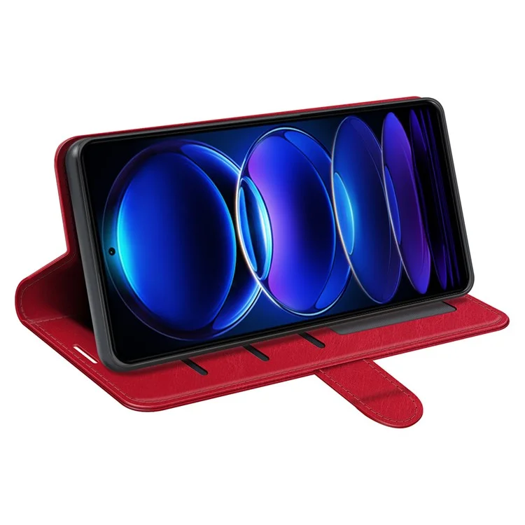 Para Xiaomi Redmi Note 12 Pro 5G / Note 12 Pro Speed 5G / Poco X5 Pro 5G Leather Wallet Case Crazy Horse Texture Stand Cover - Vermelho