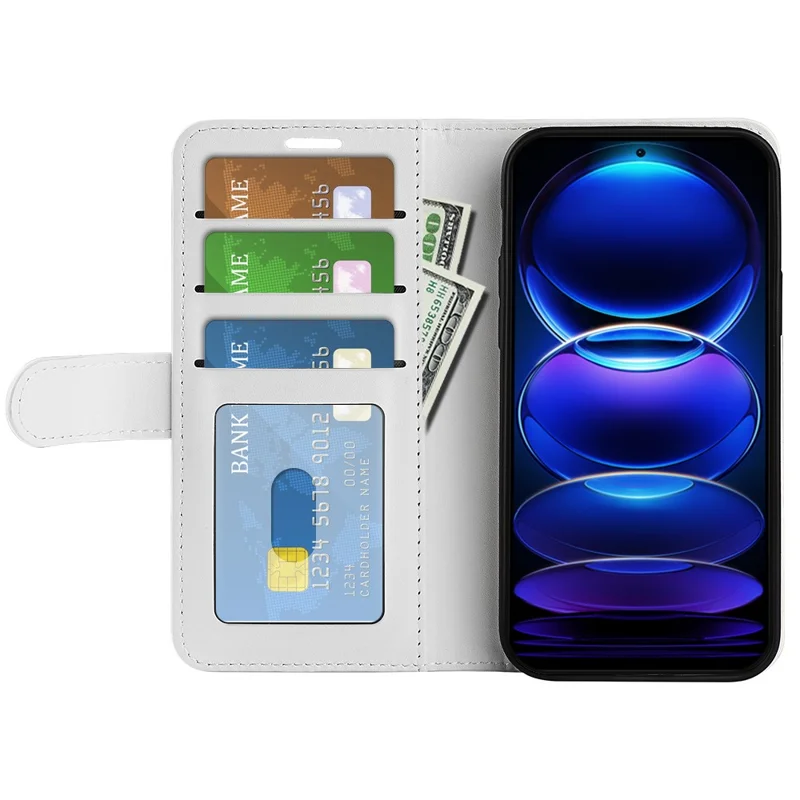 For Xiaomi Redmi Note 12 Pro 5G / Note 12 Pro Speed 5G / Poco X5 Pro 5G Leather Wallet Case Crazy Horse Texture Stand Cover - White