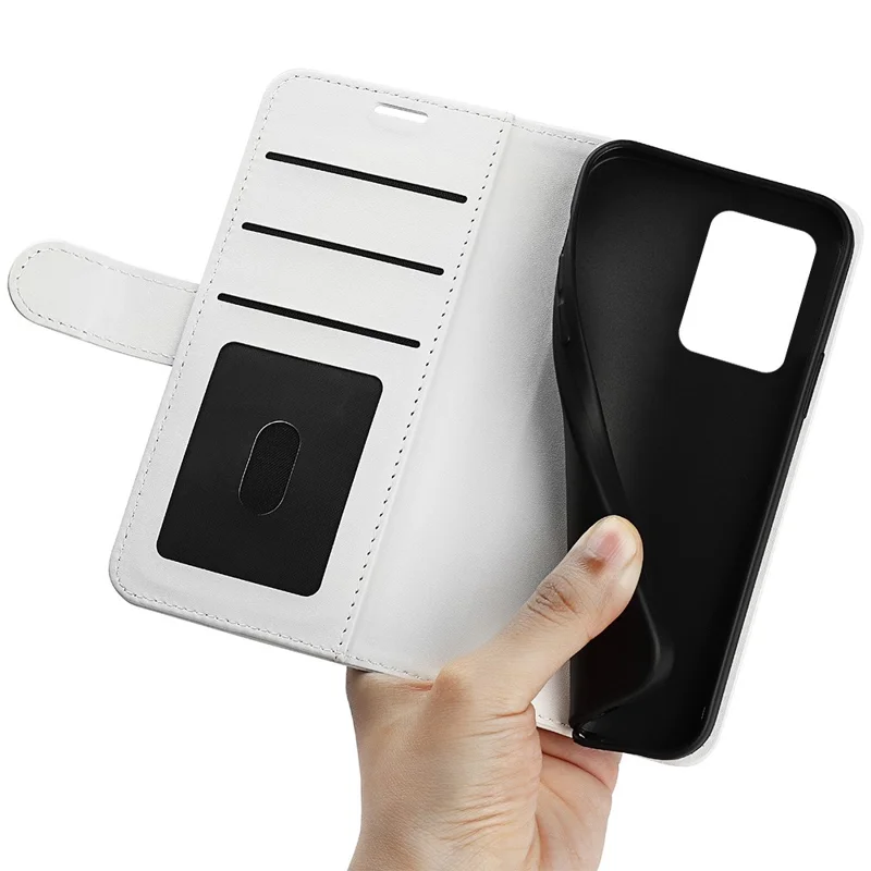 For Xiaomi Redmi Note 12 Pro 5G / Note 12 Pro Speed 5G / Poco X5 Pro 5G Leather Wallet Case Crazy Horse Texture Stand Cover - White