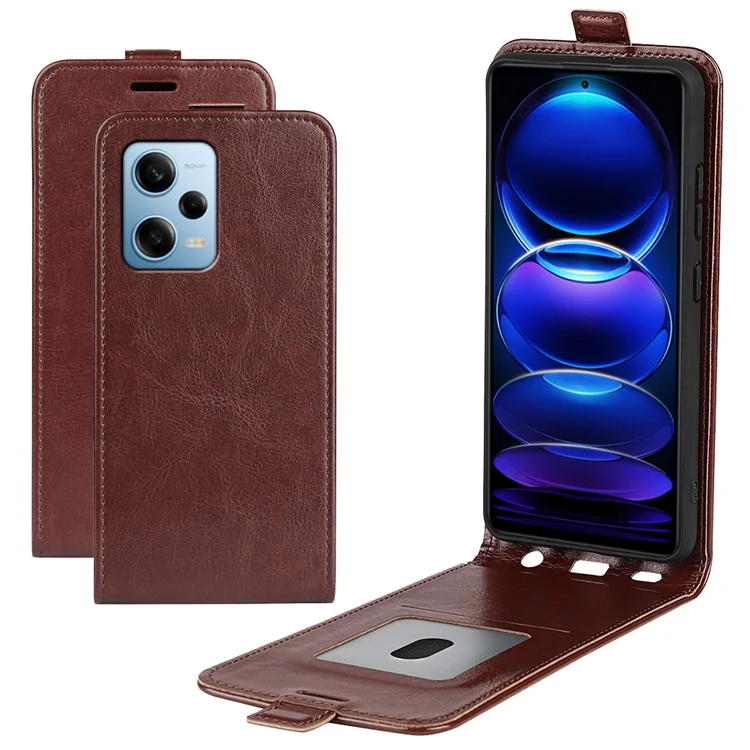 For Xiaomi Redmi Note 12 Pro 5G / Note 12 Pro Speed 5G / Poco X5 Pro 5G Vertical Flip PU Leather Crazy Horse Texture Card Holder Case - Brown