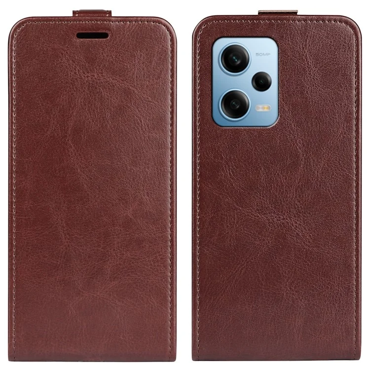 For Xiaomi Redmi Note 12 Pro 5G / Note 12 Pro Speed 5G / Poco X5 Pro 5G Vertical Flip PU Leather Crazy Horse Texture Card Holder Case - Brown