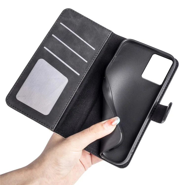 Telefonhülle für Motorola Moto G73 5G, zweifarbige Wallet-Ständer-Schutzhülle aus PU-Leder - Schwarz