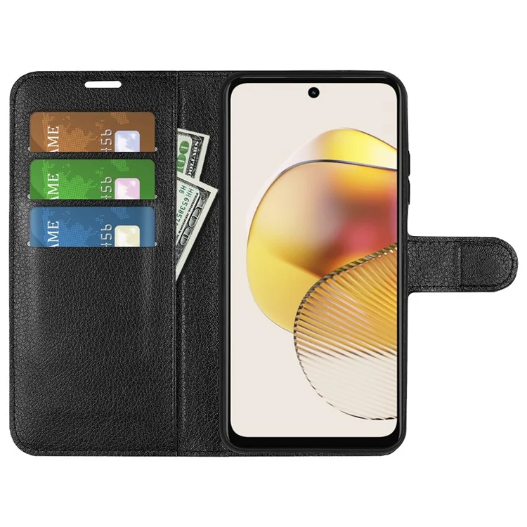 Custodia per telefono antiurto per Motorola Moto G73 5G, cover per cellulare in pelle PU con texture a lisca di pesce - Nero