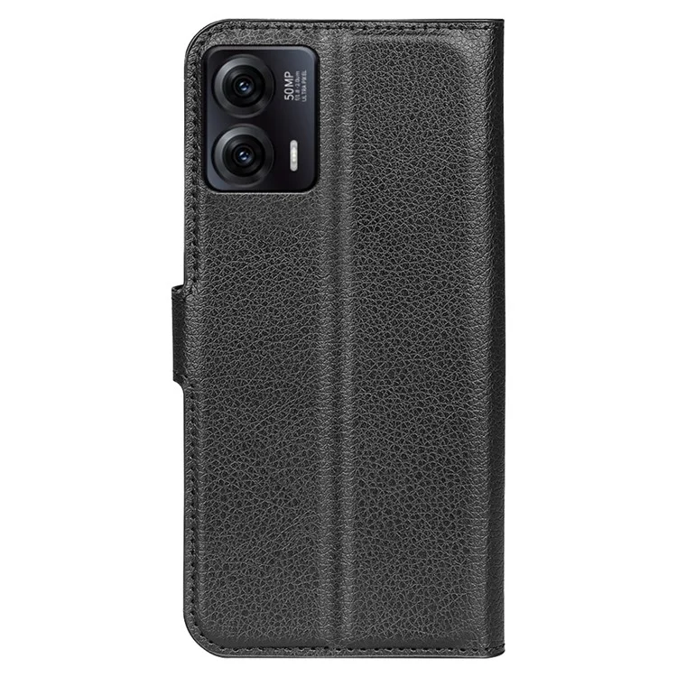 Custodia per telefono antiurto per Motorola Moto G73 5G, cover per cellulare in pelle PU con texture a lisca di pesce - Nero