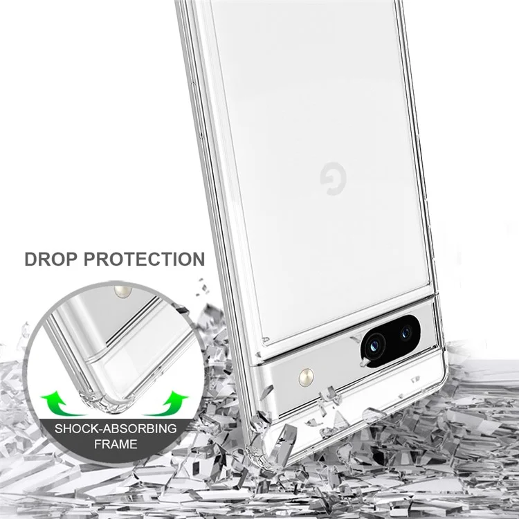 Capa de Smartphone para Google Pixel 7a, Capa Protetora de Telefone com Acrilico Antiamarelo TPU Transparente