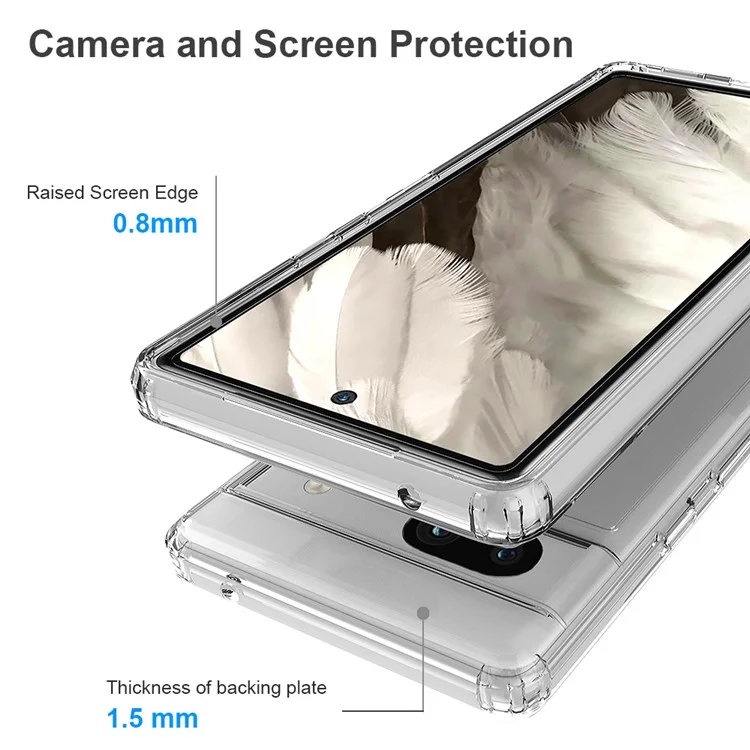 Capa de Smartphone para Google Pixel 7a, Capa Protetora de Telefone com Acrilico Antiamarelo TPU Transparente