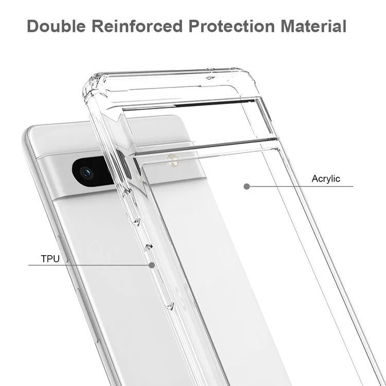 Capa de Smartphone para Google Pixel 7a, Capa Protetora de Telefone com Acrilico Antiamarelo TPU Transparente