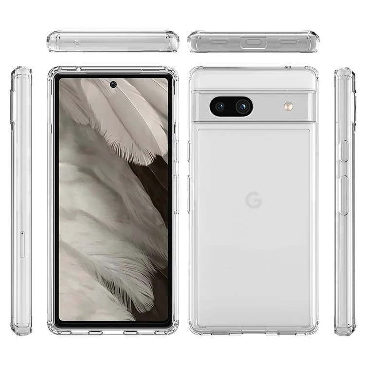 Capa de Smartphone para Google Pixel 7a, Capa Protetora de Telefone com Acrilico Antiamarelo TPU Transparente
