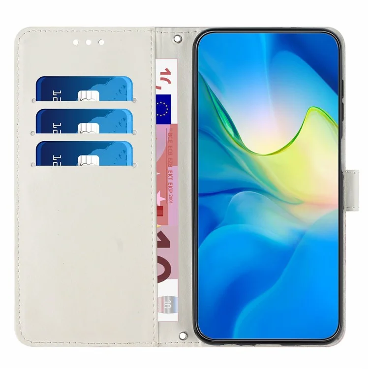 Para Samsung Galaxy A34 5G Marble Pattern Phone Cover Stand Wallet Leather Case with Shoulder Strap - Púrpura