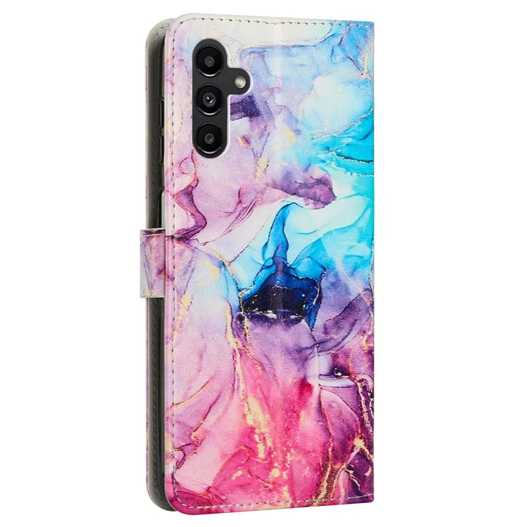 Pour Samsung Galaxy A54 5G Marble Pattern Phone Stand Case PU Leather Wallet Smartphone Cover with Strap - Rose / Violet