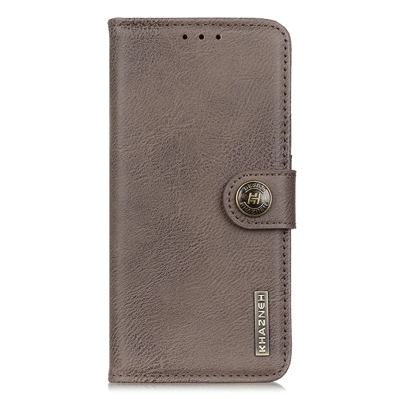 KHAZNEH Flip Leather Phone Case For Samsung Galaxy A24 4G (162.1 x 77.6 x 8.3mm) Cowhide Texture Phone Cover Wallet Stand - Khaki