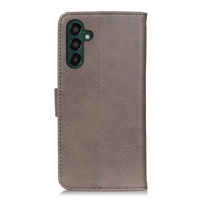 KHAZNEH Flip Leather Phone Case For Samsung Galaxy A24 4G (162.1 x 77.6 x 8.3mm) Cowhide Texture Phone Cover Wallet Stand - Khaki