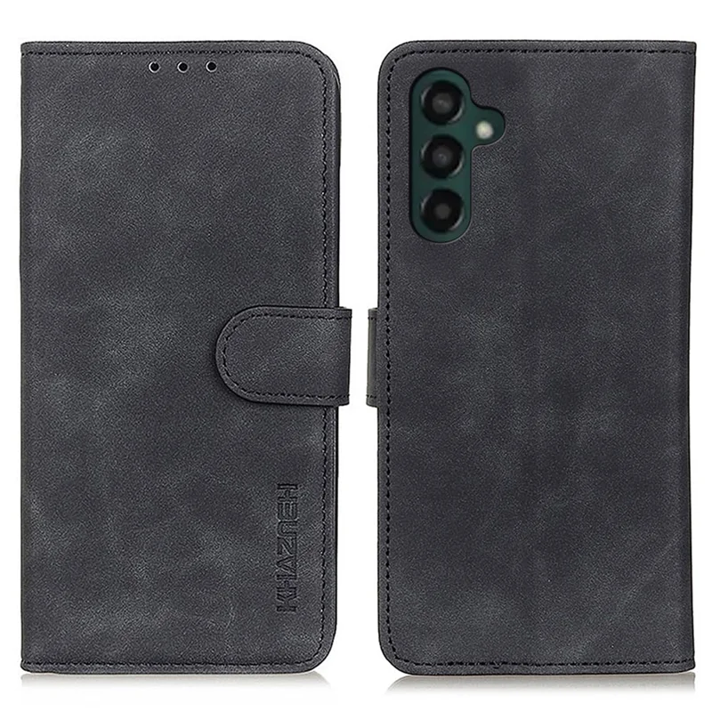 KHAZNEH Para Samsung Galaxy A24 4G (162,1 x 77,6 x 8,3 mm) Capa de Telefone Antichoque Retro Texture Flip Wallet Stand Protective Phone Cover - Preto