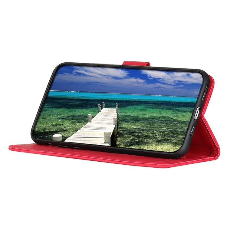 KHAZNEH per Samsung Galaxy A24 4G (162,1 x 77,6 x 8,3 mm) Custodia per telefono anti-urto Retro Texture Flip Wallet Stand Custodia protettiva - Rosso