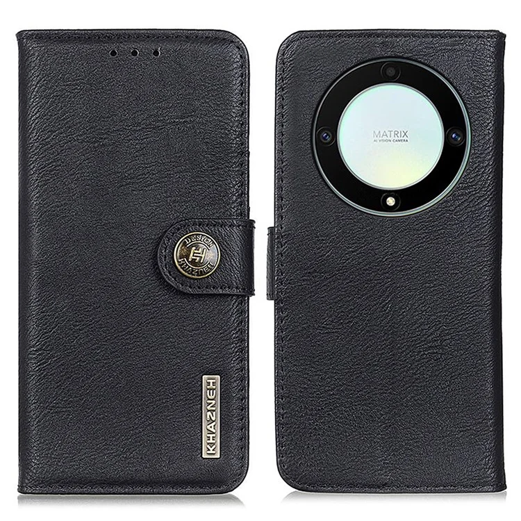 KHAZNEH For Honor X9a 5G / Magic5 Lite 5G / X40 5G Custodia Antiurto in Pelle di Mucca con Texture - Nero