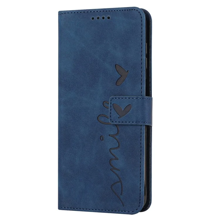 Para Xiaomi Redmi Note 12 Pro Speed 5G / Poco X5 Pro 5G Suporte de Telefone Capa em Forma de Coração Carteira de Couro com Alça de Ombro - Safira