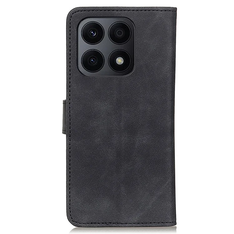 KHAZNEH For Honor X8a 4G Funda de teléfono de cuero Textura retro Cartera Soporte Funda protectora para teléfono - Negro