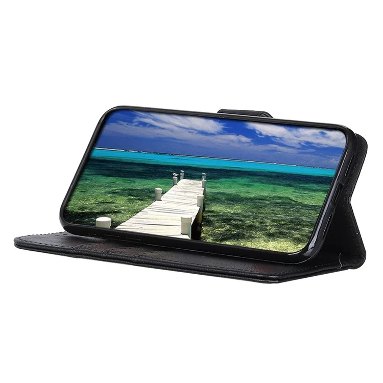 KHAZNEH For Honor X8a 4G Teléfono a prueba de golpes Funda Billetera Soporte Plegable Funda de Cuero de Textura de Vaca - Negro