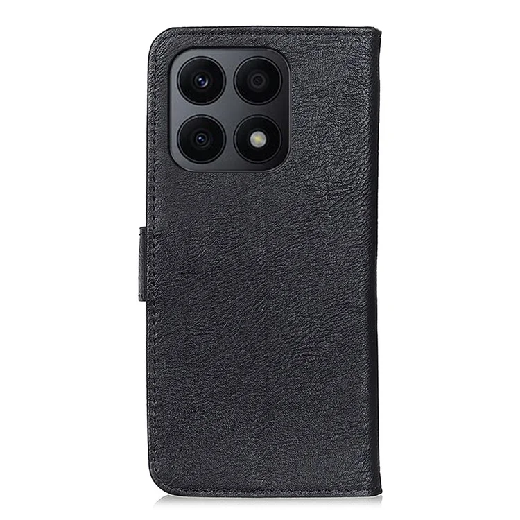 KHAZNEH For Honor X8a 4G Teléfono a prueba de golpes Funda Billetera Soporte Plegable Funda de Cuero de Textura de Vaca - Negro