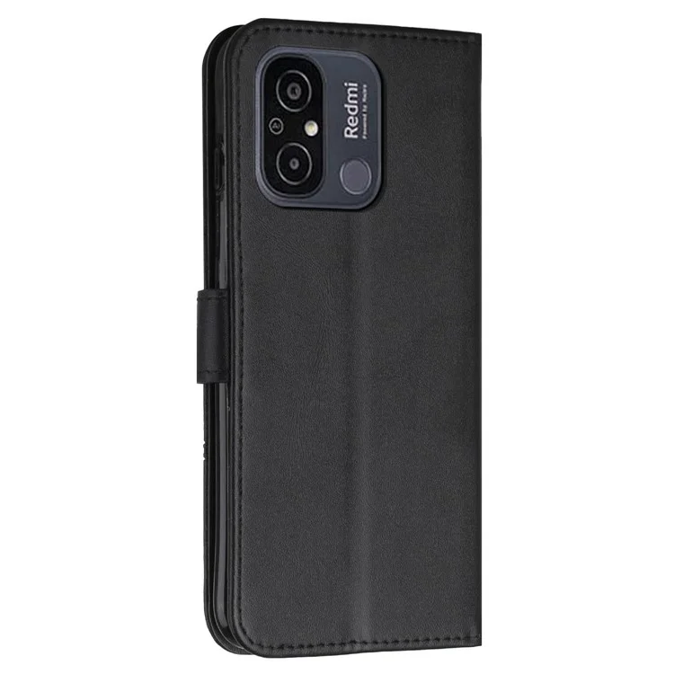 Противоударный чехол для Xiaomi Redmi 12C 4G / 11A 4G Магнитный кожаный флип-чехол для телефона с подставкой - черный