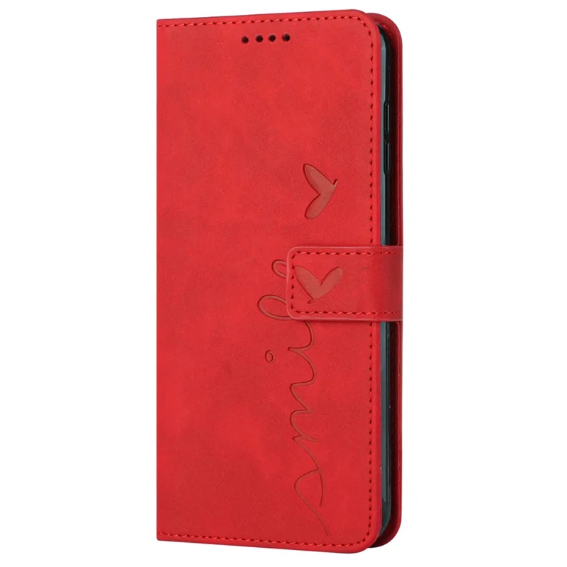 Etui skórzane z uchwytem w kształcie serca, portfel z paskiem na ramię do Xiaomi Redmi Note 12 5G (Global) / (Indie) / (Chiny) / Poco X5 5G - Czerwony