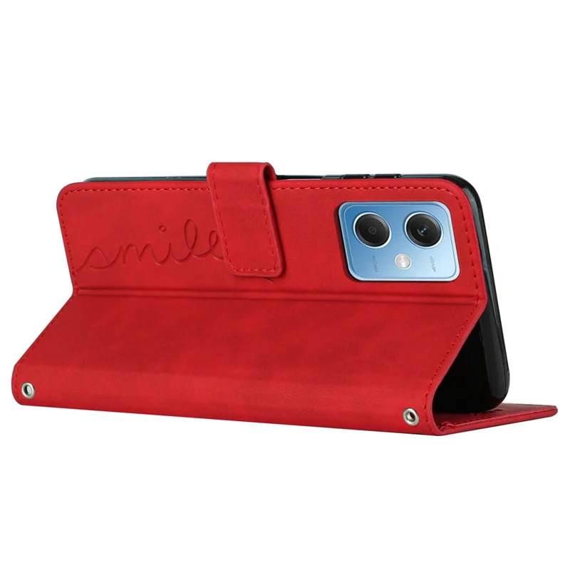 Etui skórzane z uchwytem w kształcie serca, portfel z paskiem na ramię do Xiaomi Redmi Note 12 5G (Global) / (Indie) / (Chiny) / Poco X5 5G - Czerwony
