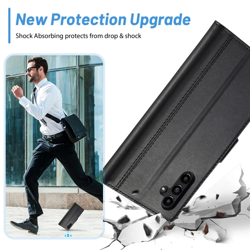 LC.IMEEKE Phone Case For Samsung Galaxy A14 4G / 5G , Full Protection Flip Leather Phone Cover Stand Wallet - Black