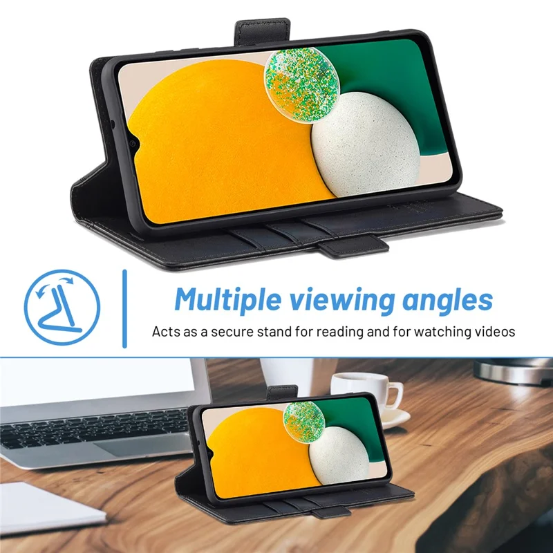 LC.IMEEKE Phone Case For Samsung Galaxy A14 4G / 5G , Full Protection Flip Leather Phone Cover Stand Wallet - Black