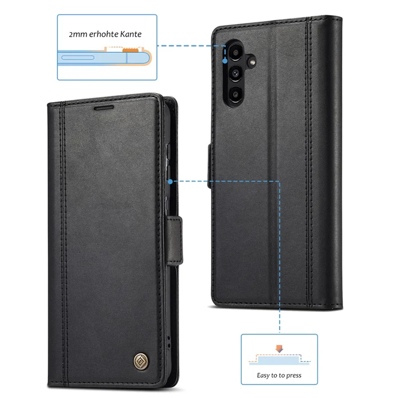LC.IMEEKE Phone Case For Samsung Galaxy A14 4G / 5G , Full Protection Flip Leather Phone Cover Stand Wallet - Black