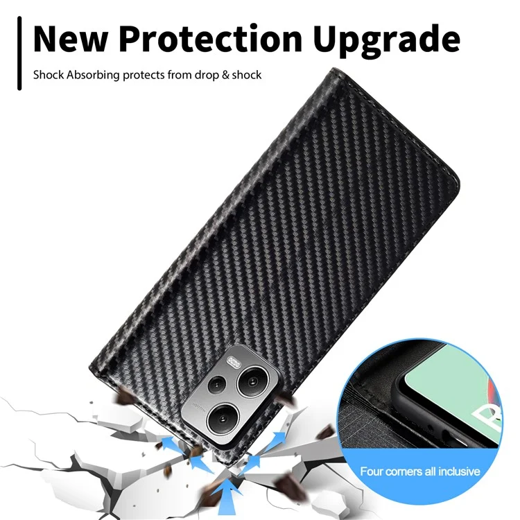 LC.IMEEKE For Xiaomi Poco X5 5G / Redmi Note 12 5G (Global) / (India) / (China) Carbon Fiber Texture Shockproof Phone Case Leather Stand Wallet Cover - Vertical Stripe