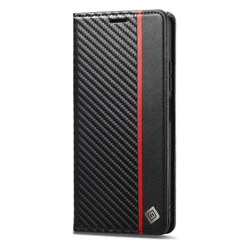 LC.IMEEKE Für Xiaomi Poco X5 Pro 5G / Redmi Note 12 Pro 5G / Note 12 Pro Speed 5G Kohlefaser-Textur-Leder-Geldbörsen-Handyhülle Antirutsch-Ständer-Abdeckung - Vertikaler Streifen