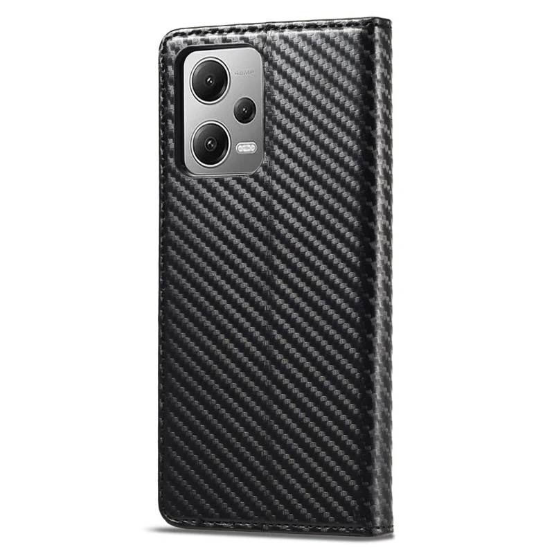 LC.IMEEKE Für Xiaomi Poco X5 Pro 5G / Redmi Note 12 Pro 5G / Note 12 Pro Speed 5G Kohlefaser-Textur-Leder-Geldbörsen-Handyhülle Antirutsch-Ständer-Abdeckung - Vertikaler Streifen