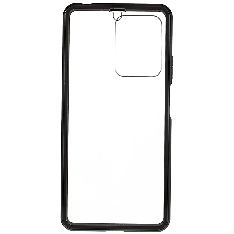 For Xiaomi Redmi Note 12 Pro 5G / Note 12 Pro Speed 5G / Poco X5 Pro 5G Double-sided Tempered Glass Phone Case Magnetic Metal Frame Clear Cover - Black