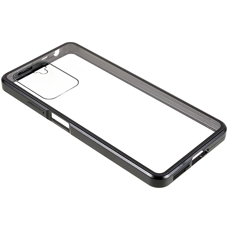 For Xiaomi Redmi Note 12 Pro 5G / Note 12 Pro Speed 5G / Poco X5 Pro 5G Double-sided Tempered Glass Phone Case Magnetic Metal Frame Clear Cover - Black