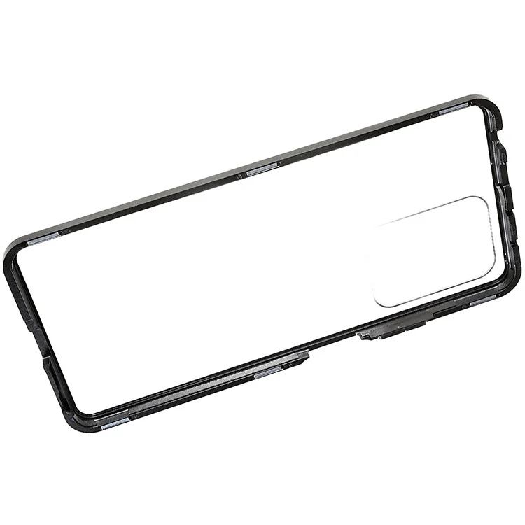 For Xiaomi Redmi Note 12 Pro 5G / Note 12 Pro Speed 5G / Poco X5 Pro 5G Double-sided Tempered Glass Phone Case Magnetic Metal Frame Clear Cover - Black