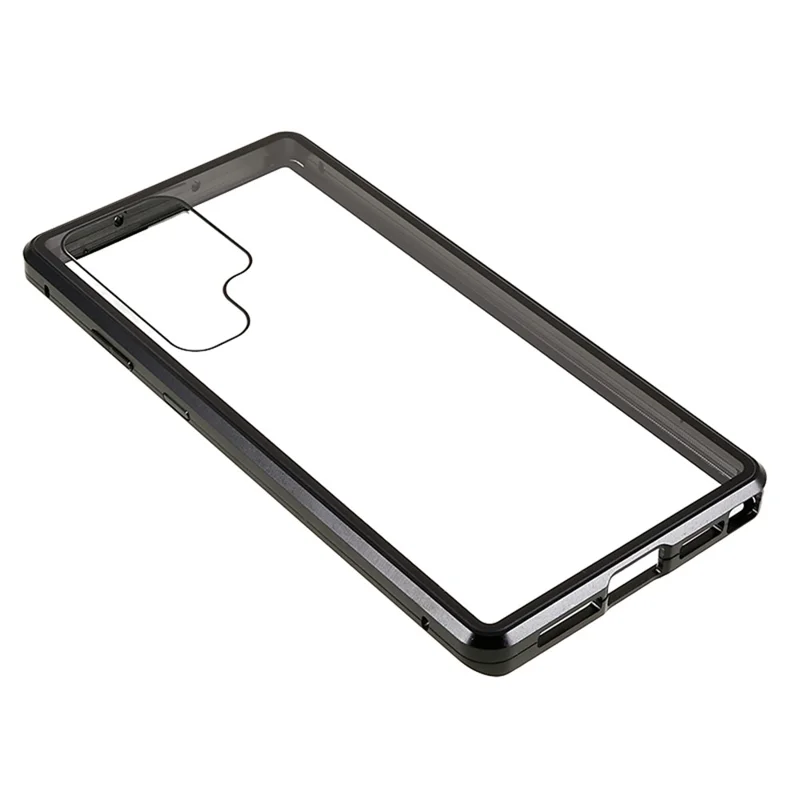 For Samsung Galaxy S23 Ultra Full Body Case Magnetic Tempered Glass Double-Sided Phone Case - Black